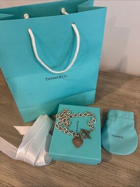 Tiffany & Co. Silver Heart Toggle Bracelet with Signature Blue Box